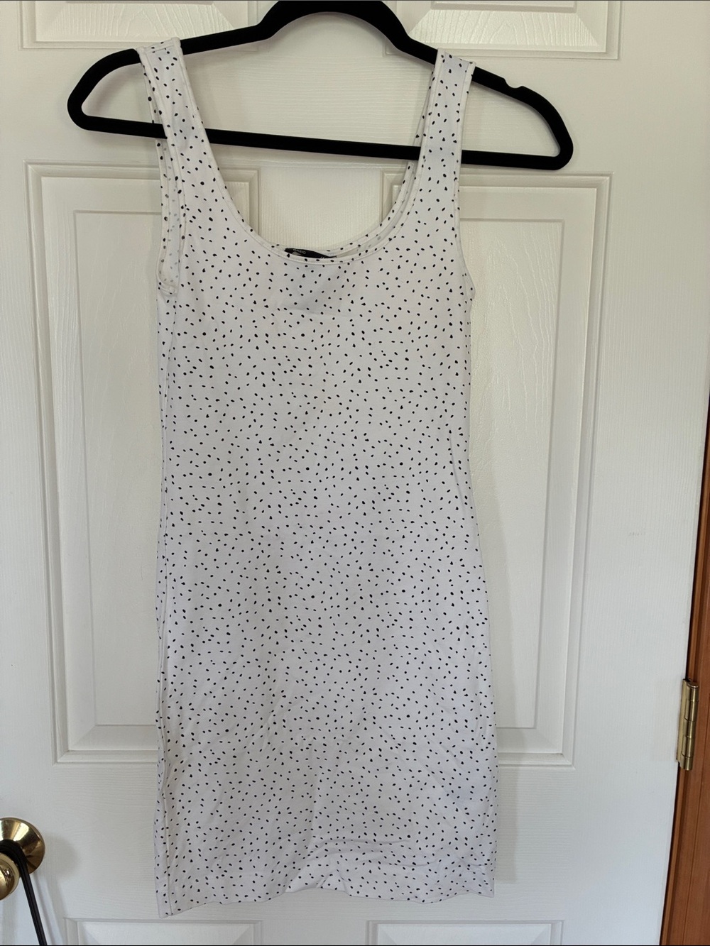 H&M Women’s Fitted Speckled Dress – XS – White w/ Black Dot Pattern